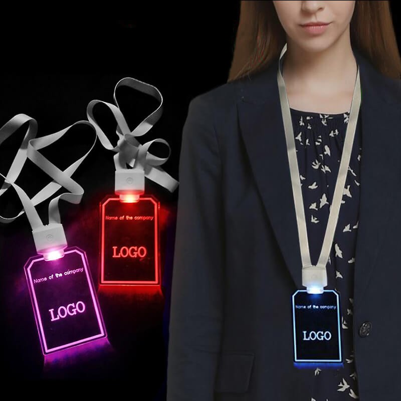 Thẻ nhựa đeo cổ gắn đèn led phát sáng - Nhận khắc laser theo yêu cầu